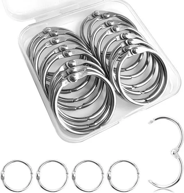 Main image of 16PCS Binder Rings, 1 Inch Loose Leaf Rings for Flash/Index Cards | Excellent Metal Small-Project Organizer for School, Office,Crafts, Suitable for Recipe Books and Key Chains