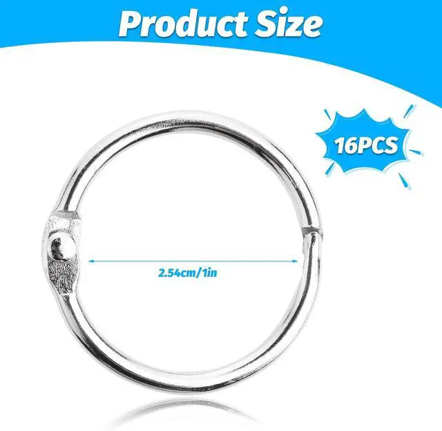 Alt view image 3 of 7 - 16PCS Binder Rings, 1 Inch Loose Leaf Rings for Flash/Index Cards | Excellent Metal Small-Project Organizer for School, Office,Crafts, Suitable for Recipe Books and Key Chains