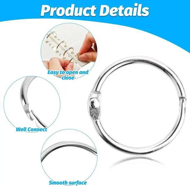 Alt view image 4 of 7 - 16PCS Binder Rings, 1 Inch Loose Leaf Rings for Flash/Index Cards | Excellent Metal Small-Project Organizer for School, Office,Crafts, Suitable for Recipe Books and Key Chains