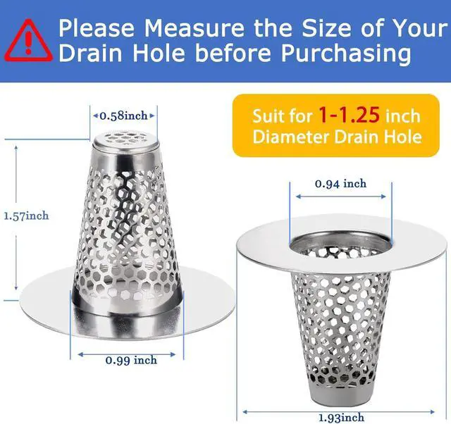 Alt view image 2 of 6 - Bathroom Sink Drain Strainers for 1.1"-1.25" Depth Than 1.6" Drain Hole Catcher for Bathroom Sink,Laundry, Utility, RV Sink.Small Conical Bathroom Sink Strainer Basket