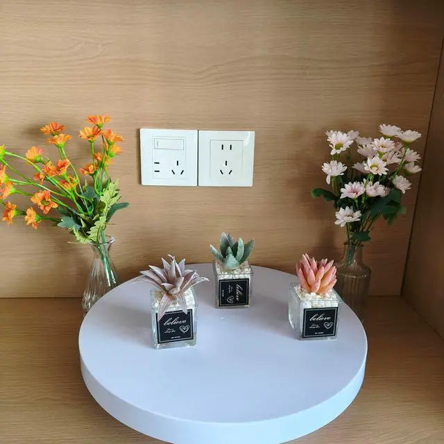 Alt view image 2 of 6 - 3 Pack Fake Plants Mini Artificial Greenery, Faux Plants in Glass Pots, Small Artificial Plants for Bedroom Aesthetic Living Room Office Shelf Bathroom Decor