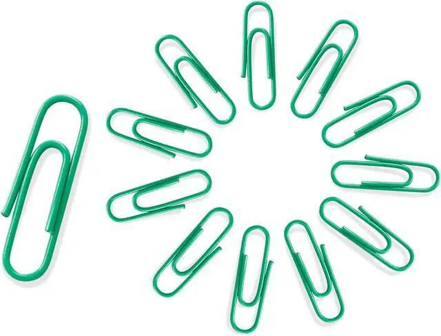 Main image of 200 Pack Paper Clips 1.1 Inch (28mm) Small Assorted Colored, Green | Office Clips, For Bookmark Organize, Home Office School