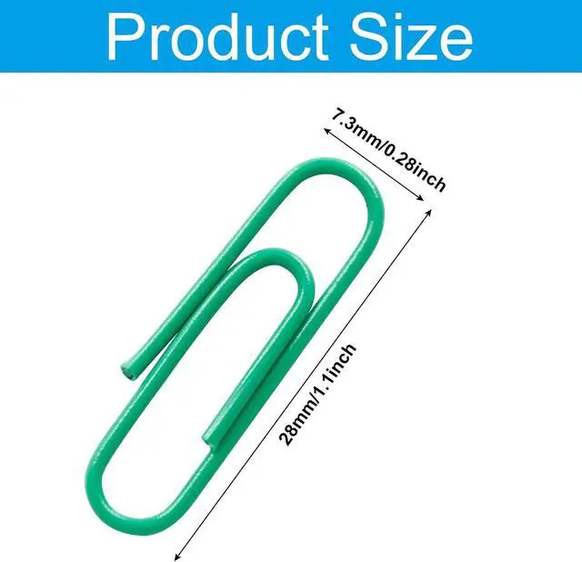 Alt view image 3 of 5 - 200 Pack Paper Clips 1.1 Inch (28mm) Small Assorted Colored, Green | Office Clips, For Bookmark Organize, Home Office School