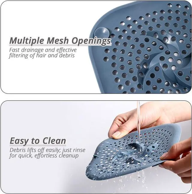 Alt view image 5 of 6 - 5.9" Square Drain Cover with Suction Cups, Hair Catcher, 4 Pack | For Shower, Bathroom & Sink, Flat Design with Suction Cups, Helps Keep Drains Clear