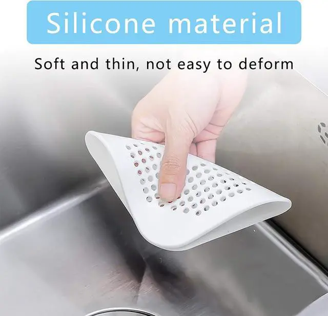 Alt view image 5 of 7 - Drain Hair Catcher Square Silicone Trap Shower Drain Cover with Suction Cups for Bathroom Bathtub Kitchen Filter Flat Strainer, 2 Pack