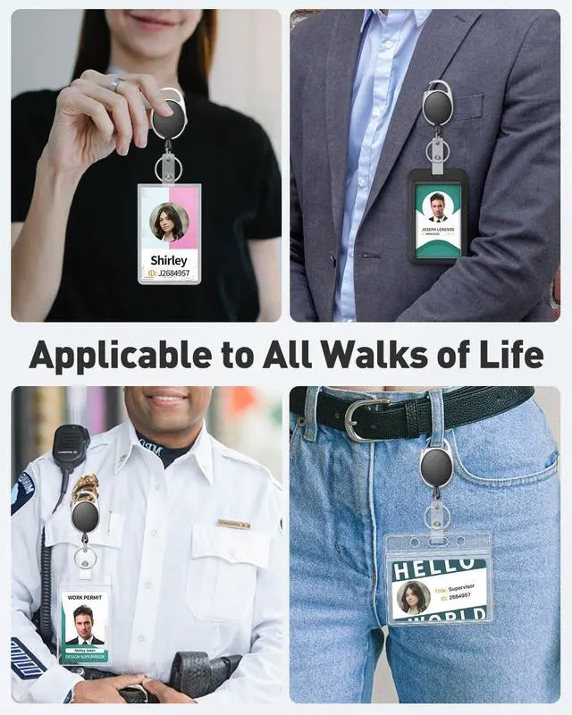 Alt view image 7 of 7 - Uniclife 2 Pcs Retractable Badge Reel Keychain Clip for Badge Holder Black | Heavy Duty, Strong ABS, Stainless Steel Spring Coil, 24 Inch Nylon Rope, Carabiner Clip, Key Ring, Retractable Key Chain