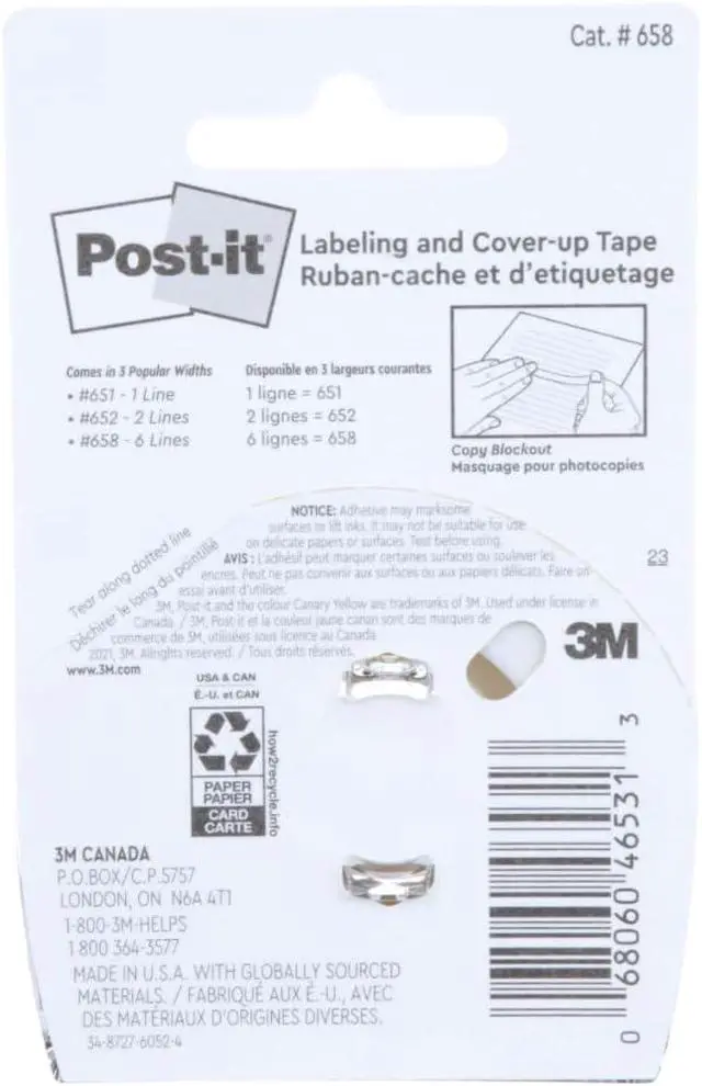 Alt view image 5 of 6 - Post-it Labeling & Cover-Up Tape, 1 Roll, 1 in x 700 in (658)