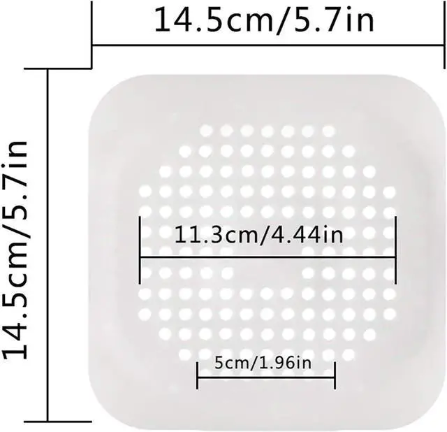 Alt view image 7 of 7 - Drain Hair Catcher Square Silicone Trap Shower Drain Cover with Suction Cups for Bathroom Bathtub Kitchen Filter Flat Strainer, 2 Pack