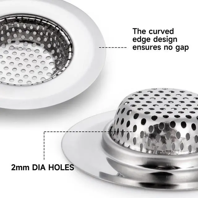 Alt view image 3 of 7 - CORNERJOY 2PCS Bathtub Drain Strainer Cover - 2.84 inch Stainless Steel Shower Drain Hair Catcher