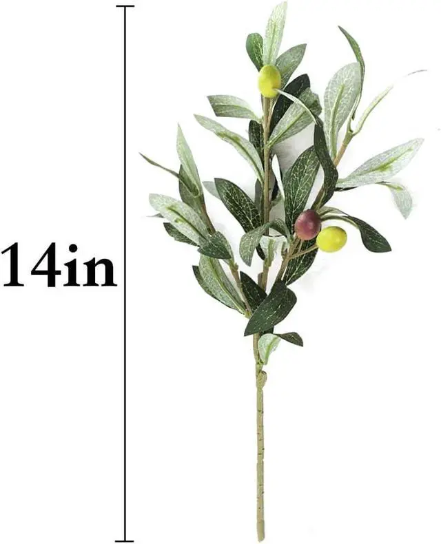 Alt view image 2 of 7 - Artificial Olive Plants Branches Fake Fruits Silk Plants Branch Leaves ndoor Outside Home Garden Office Verandah Decor (6 Pcs)