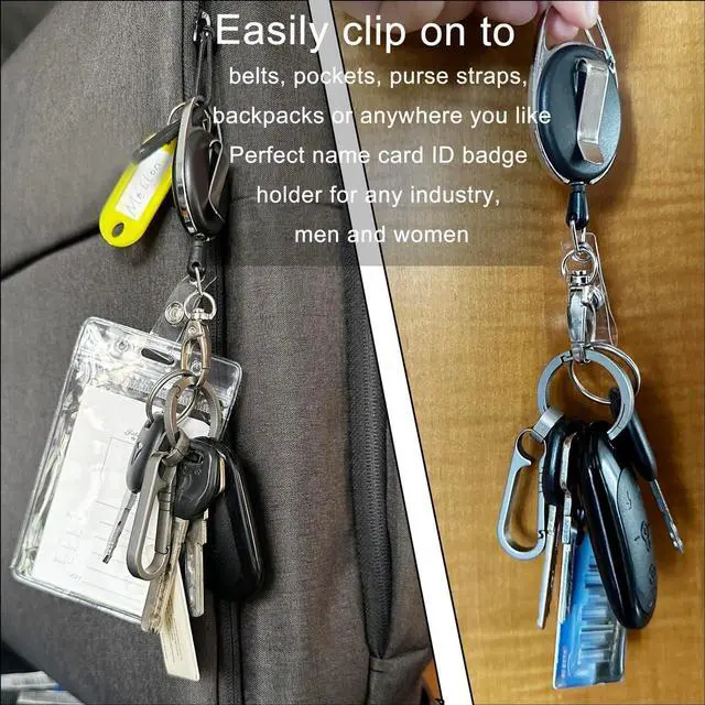 Alt view image 5 of 7 - Retractable Badge Reel with Claw Clasp and Clip for Id Card Holders (2Pack)