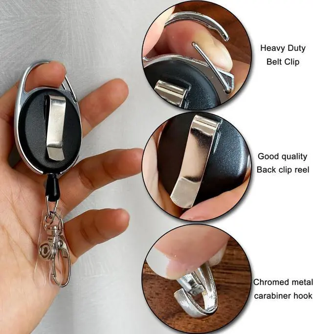Alt view image 2 of 7 - Retractable Badge Reel with Claw Clasp and Clip for Id Card Holders (2Pack)
