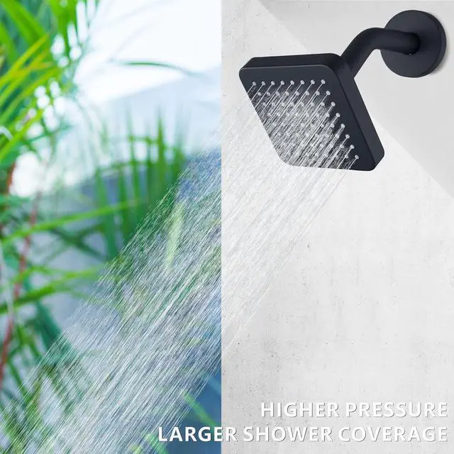 Alt view image 2 of 7 - High Pressure Shower Head - 4 Powerful Bathroom Pressure Boosting Rain Showerhead - Perfect Universal Replacement for Square Rainfall Shower Heads(Matte Black)