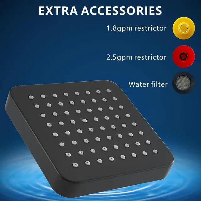 Alt view image 4 of 7 - High Pressure Shower Head - 4 Powerful Bathroom Pressure Boosting Rain Showerhead - Perfect Universal Replacement for Square Rainfall Shower Heads(Matte Black)