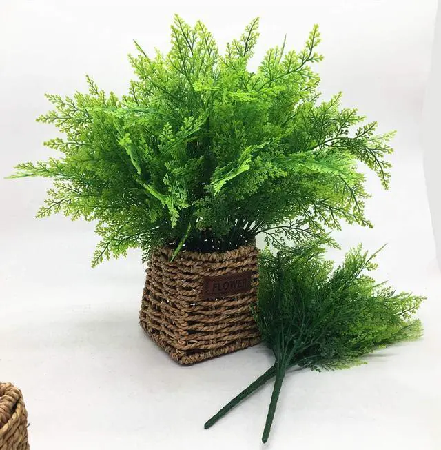 Alt view image 2 of 7 - Artificial Shrubs, Persian Fern Leaves Plastic Plants Greenery Grass Simulation Fake Bushes Outdoor Indoor Home Garden Verandah Parterre Table Centerpieces Arrangements Decoration 4 pcs