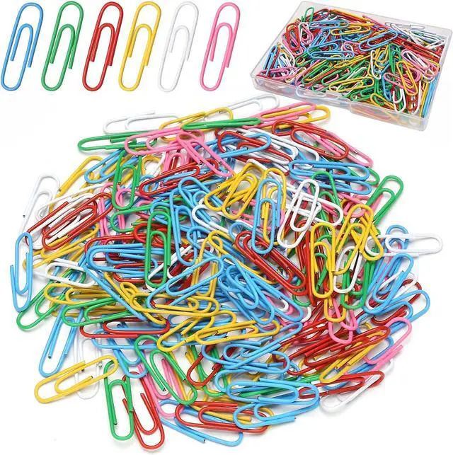 Main image of Elisel Colored Paper Clips, 200pcs Medium Size (1.3 inch), Durable and Rustproof, Great for Office, School and Personal Use (Multicolour)