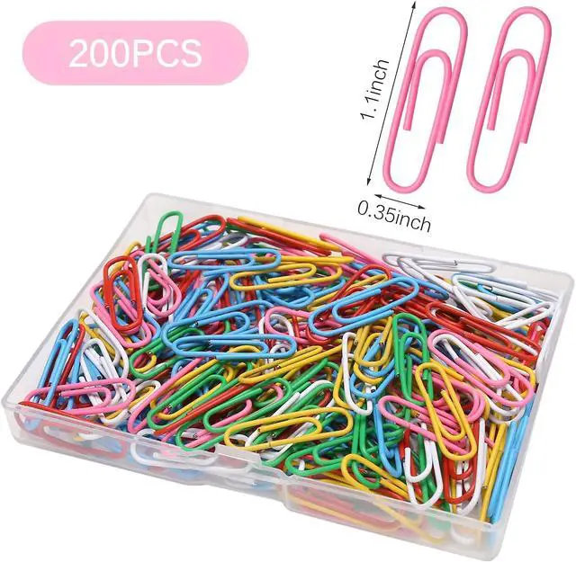 Alt view image 2 of 6 - Elisel Colored Paper Clips, 200pcs Medium Size (1.3 inch), Durable and Rustproof, Great for Office, School and Personal Use (Multicolour)