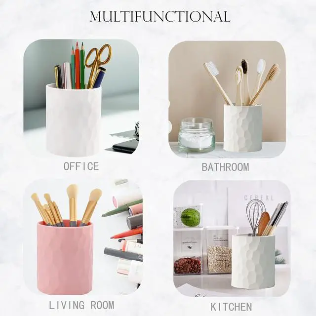 Alt view image 3 of 6 - minimaliving Pen Holder,Nordic Style Silicone Waterproof Pencil Holder for Desk Simple&Modern Minimalist Makeup Organizer Multifunctional Office Supplies for Home,Kids and School (Pink)