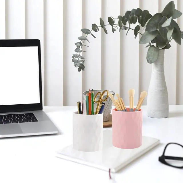 Alt view image 4 of 6 - minimaliving Pen Holder,Nordic Style Silicone Waterproof Pencil Holder for Desk Simple&Modern Minimalist Makeup Organizer Multifunctional Office Supplies for Home,Kids and School (Pink)