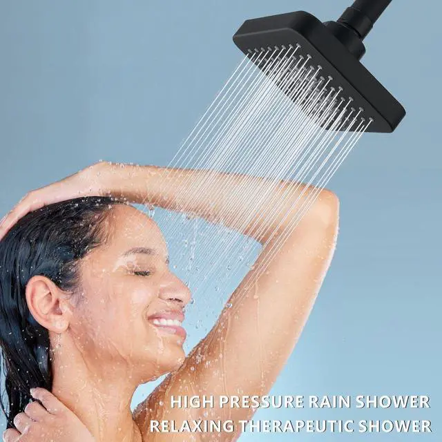 Alt view image 7 of 7 - High Pressure Shower Head - 4 Powerful Bathroom Pressure Boosting Rain Showerhead - Perfect Universal Replacement for Square Rainfall Shower Heads(Matte Black)