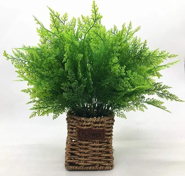 Alt view image 6 of 7 - Artificial Shrubs, Persian Fern Leaves Plastic Plants Greenery Grass Simulation Fake Bushes Outdoor Indoor Home Garden Verandah Parterre Table Centerpieces Arrangements Decoration 4 pcs