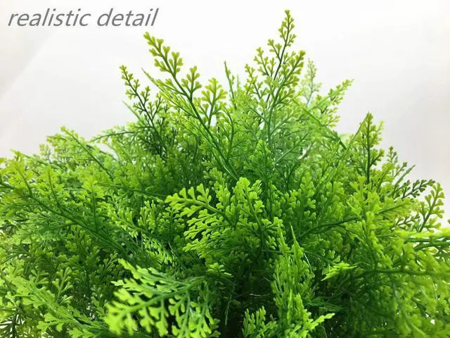 Alt view image 7 of 7 - Artificial Shrubs, Persian Fern Leaves Plastic Plants Greenery Grass Simulation Fake Bushes Outdoor Indoor Home Garden Verandah Parterre Table Centerpieces Arrangements Decoration 4 pcs