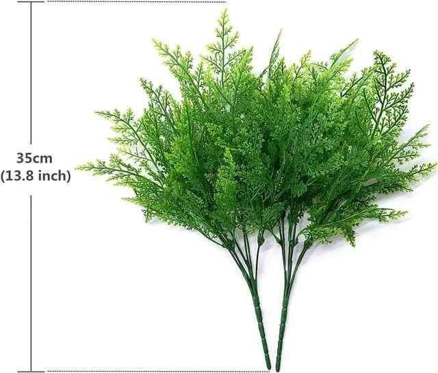 Alt view image 5 of 7 - Artificial Shrubs, Persian Fern Leaves Plastic Plants Greenery Grass Simulation Fake Bushes Outdoor Indoor Home Garden Verandah Parterre Table Centerpieces Arrangements Decoration 4 pcs