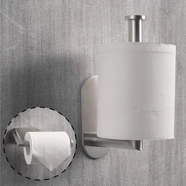 Alt view image 3 of 7 - HITSLAM Stainless Steel Toilet Paper Holder, Self Adhesive, Rust Proof, Heavy Duty, for Bathroom