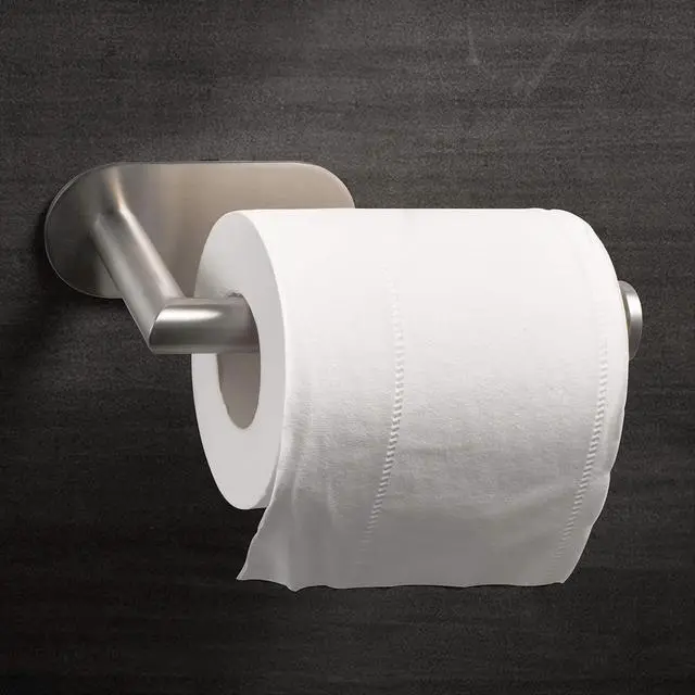 Alt view image 5 of 7 - HITSLAM Stainless Steel Toilet Paper Holder, Self Adhesive, Rust Proof, Heavy Duty, for Bathroom
