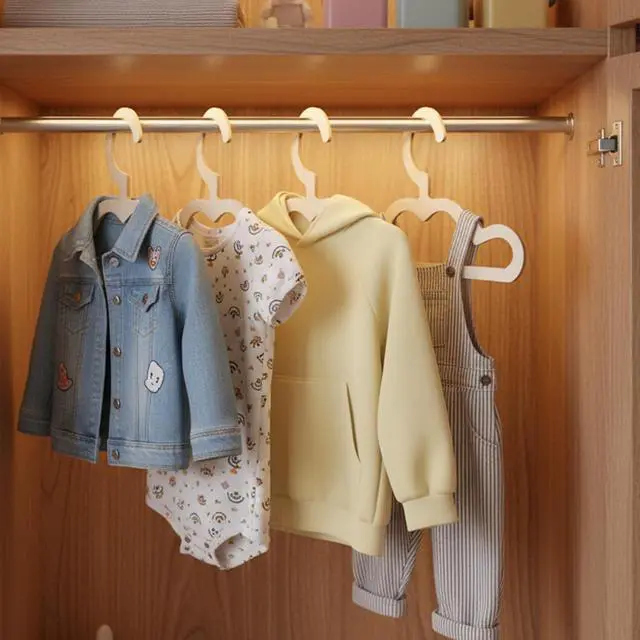 Alt view image 5 of 7 - 10Pcs Wooden Hangers for Baby Closet, Wood Clothes Hangers | 8.6inch Cute Anti-Slip Closet Organizer for Kids
