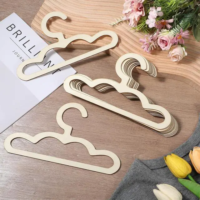Alt view image 7 of 7 - 10Pcs Wooden Hangers for Baby Closet, Wood Clothes Hangers | 8.6inch Cute Anti-Slip Closet Organizer for Kids