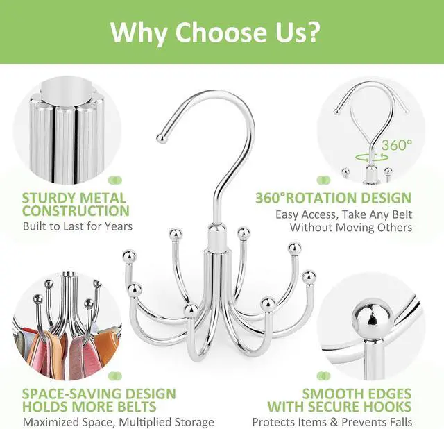 Alt view image 4 of 7 - Tank Top Hanger, Rotating Bra Organizer for Closet, Holds 24 Bras, Silver | Sturdy Metal Sports Bras Holder with 8 Hooks, Holds Up to 24 Garments, Hanging Space-Saving Closet Organizer and Storage