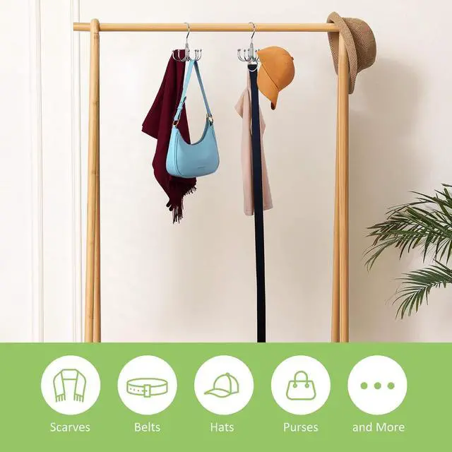 Alt view image 6 of 7 - Tank Top Hanger, Rotating Bra Organizer for Closet, Holds 24 Bras, Silver | Sturdy Metal Sports Bras Holder with 8 Hooks, Holds Up to 24 Garments, Hanging Space-Saving Closet Organizer and Storage