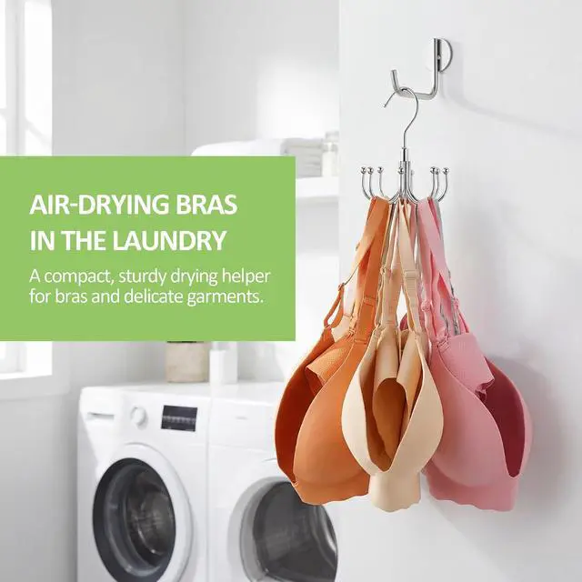 Alt view image 5 of 7 - Tank Top Hanger, Rotating Bra Organizer for Closet, Holds 24 Bras, Silver | Sturdy Metal Sports Bras Holder with 8 Hooks, Holds Up to 24 Garments, Hanging Space-Saving Closet Organizer and Storage
