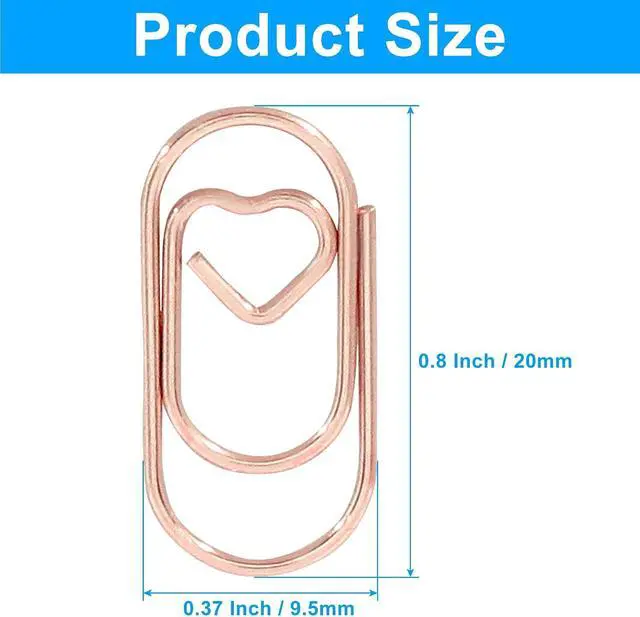Alt view image 3 of 5 - Hitefu Mini Heart Shaped Paper Clips, Rose Gold, 100 Pcs, 2 cm | Cute Design, For Decoration, Organization, Document, Office