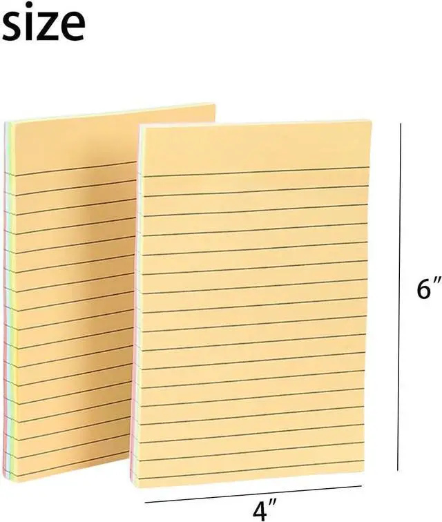 Alt view image 2 of 6 - MOLOPPO Lined Sticky Notes, 100 Sheets, 6"x4", 4 Colors | Strong Sticking, Super Self-Stick, Easy to Post, For Home Use, For Office Use, For Study Use