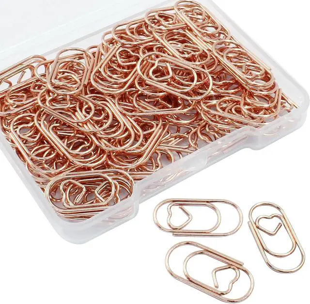 Alt view image 2 of 5 - Hitefu Mini Heart Shaped Paper Clips, Rose Gold, 100 Pcs, 2 cm | Cute Design, For Decoration, Organization, Document, Office
