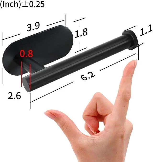 Alt view image 5 of 6 - Adhesive Toilet Paper Holder - Roll Holder Small Space for Kitchen Bathroom Utility Hooks Stick on Wall Stainless Steel Brushed Black