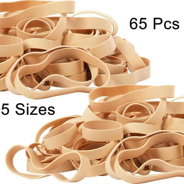 Alt view image 5 of 6 - Rubber Bands Assorted Sizes 65Pcs Wide Big Thick Elastic Bands Heavy Duty | Large Rubber Band for Office Supplies size105 size#82,size84,1.5in,2in