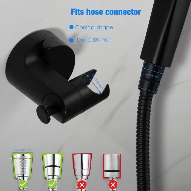 Alt view image 5 of 6 - Hand held Showerhead Holder Wall Mounted - Wide Anlge Adustable - Bathroom Suction Cup Shower Hose Holder (Matte Black)