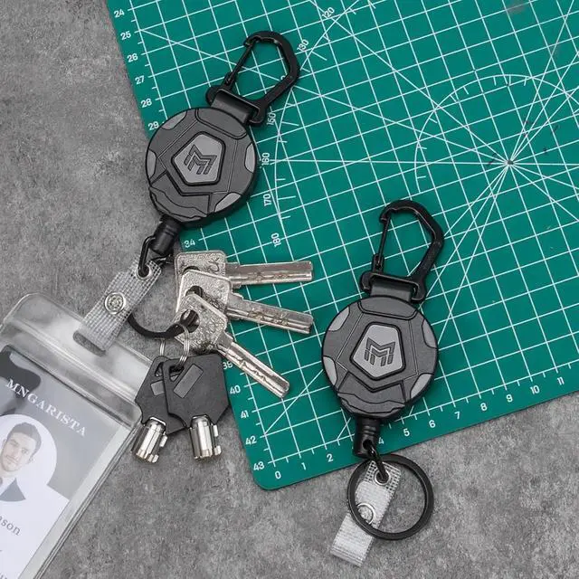 Alt view image 2 of 6 - MNGARISTA Retractable Keychain, Heavy Duty Carabiner Badge Holder, Tactical ID Badge Reel with 31.5 Steel Retractable Cord, 8.0 oz