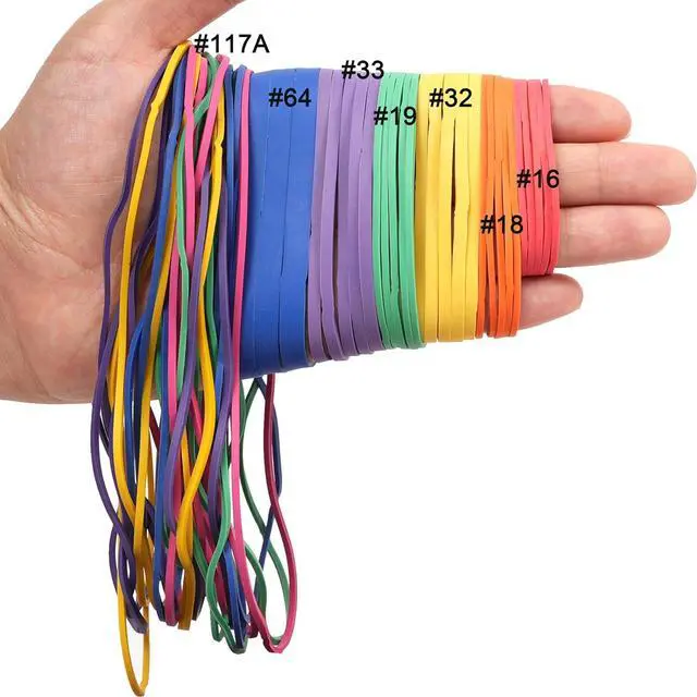 Alt view image 6 of 7 - 400Pcs Rubber Bands Assorted Sizes 0.5lb Multicolor Elastic Band Strong | Elasticity Heavy Duty Wide Thick Large Small Rubber Band for Office Supplies size:#16,#18,#19,#32,#33,#64,#117A