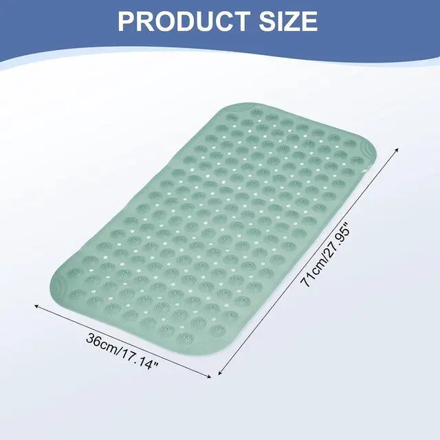 Alt view image 3 of 7 - PATIKIL 11.81 x 11.81 Round Non-Slip Shower Mat, PET Bathtub Floor Mat with Suction Cups & Drain Holes for Shower Stall Bathroom Bathtub, Green