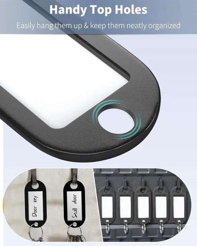 Alt view image 6 of 6 - Uniclife 10 Pieces Key Tags 2 Inch Soft Plastic Key Chain Tags with Blank Paper Labels Clear Windows Protective Films and Split Rings Flexible Item Identifiers, Black