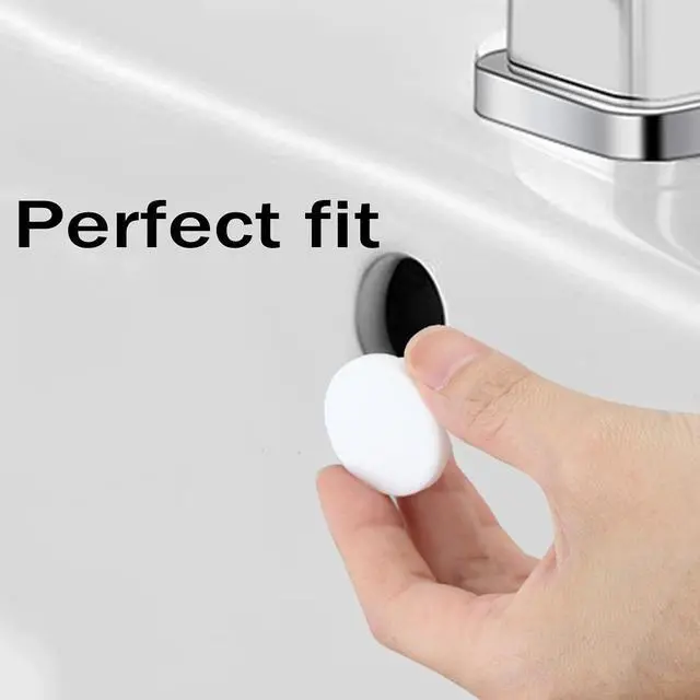 Alt view image 5 of 6 - 4 Pack Sink Overflow Hole Cover for Kitchen Sink Hole Overflow Cap for Bathroom Sink Basin Trim Overflow Cover Insert in Hole Round Caps (White)