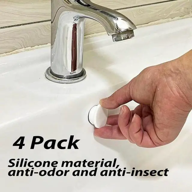 Alt view image 4 of 6 - 4 Pack Sink Overflow Hole Cover for Kitchen Sink Hole Overflow Cap for Bathroom Sink Basin Trim Overflow Cover Insert in Hole Round Caps (White)