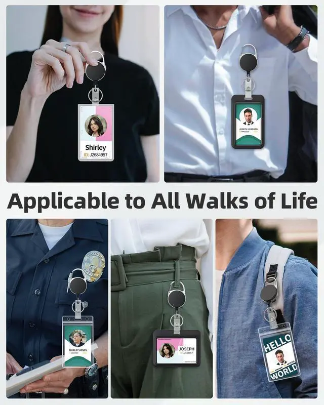 Alt view image 7 of 7 - Uniclife 2 Pack Retractable Keychain, Retractable Badge Reel, Heavy Duty Badge Holder Clip for Keys and ID Card, Black Key Chain Extender with Carabiner Belt Swivel Clip and Key Ring