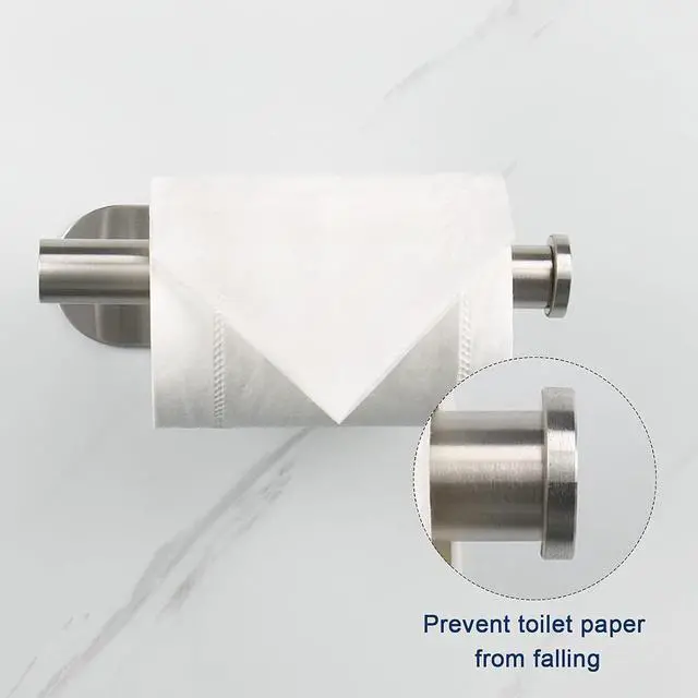 Alt view image 7 of 7 - 2 Packs Toilet Paper Holder No-Drill Self-Adhesive Towel Rack Stainless Steel Waterproof Rustproof Roll Paper Holder for Bathroom Washroom RVs (Brushed Silver)