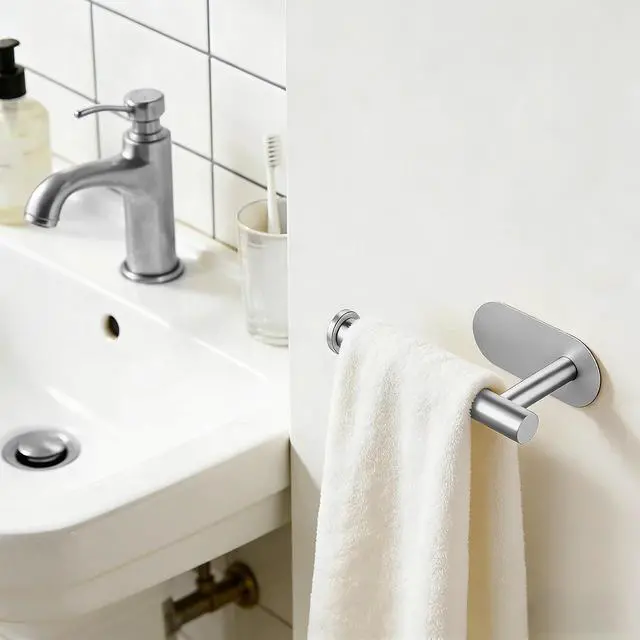 Alt view image 4 of 7 - 2 Packs Toilet Paper Holder No-Drill Self-Adhesive Towel Rack Stainless Steel Waterproof Rustproof Roll Paper Holder for Bathroom Washroom RVs (Brushed Silver)