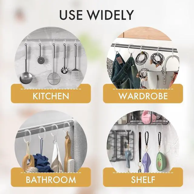 Alt view image 6 of 7 - Amazer Plastic Shower Curtain Rings, Shower Curtain Hooks, 24 Pcs C Shaped Shower Hooks for Shower Curtain, Clear Shower Curtain Hooks for Bathroom